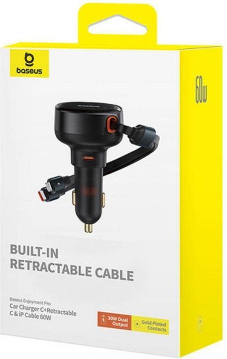 Produktbild Baseus Car Charger Enjoyment USB-C with USB-C cable and Lightning  60W