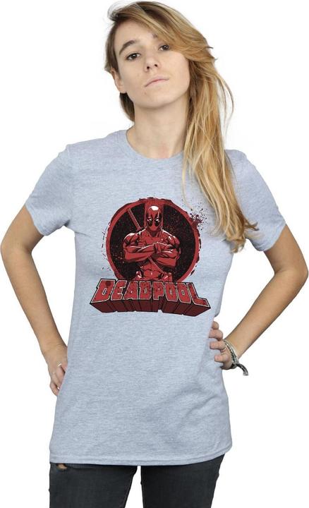 Produktbild Deadpool Arme gekreuzt Logo Boyfriend TShirt (M)