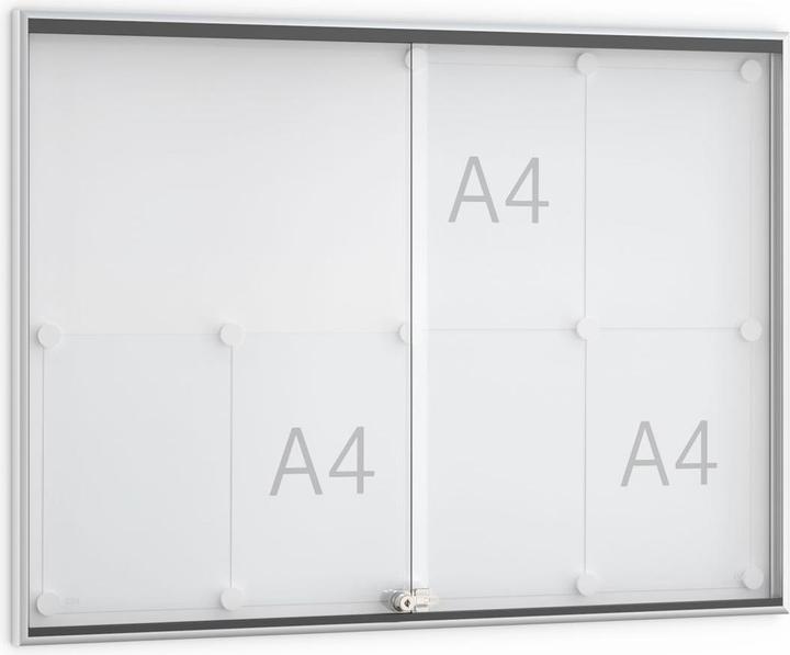 Wsm Sliding door display case 8 x DIN A4 W920xH674mm frame square for indoor use