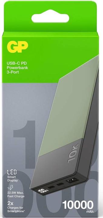 Image du produit GP Batteries GP PowerBank M2+ 10C 10000mAh 2xUSB-C/1xUSB-A vert Indicateur LED (10000 mAh, 22.50 W, 37 Wh)