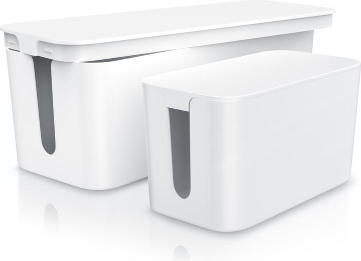 Actual product image Bearware Cable box set, 2 sizes, plastic, rubber feet, cable management, for socket strip, cable box
