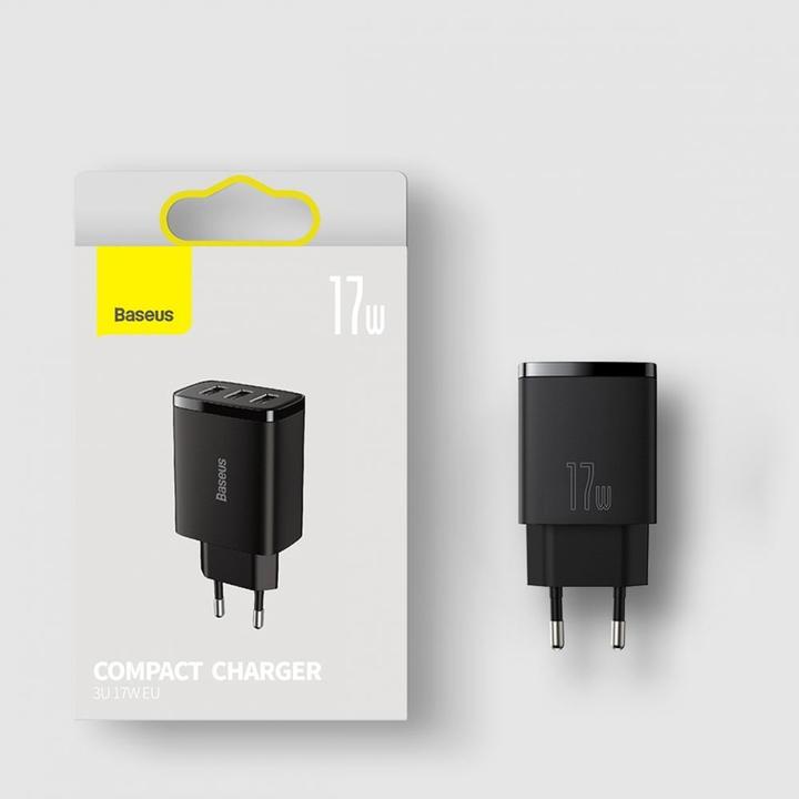 Image du produit Baseus Compact Charger 3U 17W EU Blanc (17 W)