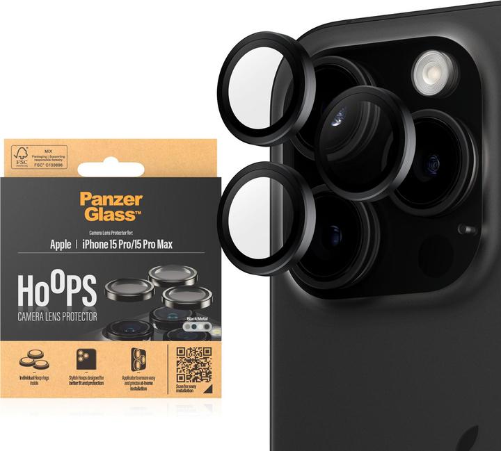 Actual product image PanzerGlass Hoops Camera Lens Protector (1 Piece, Apple iPhone 15 Pro, Apple iPhone 15 Pro Max)