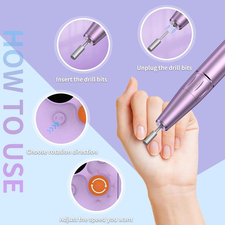 Produktbild Ponoseu Elektrische Nagelfräse für Gelnägel, 30000 U/Min