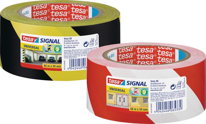 Produktbild tesa UNIVERSAL Signal Markierungsband, selbstklebendes PP Warnband zur permanenten Markierung (50 mm)