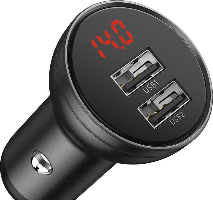 Produktbild Baseus Digital Display Dual USB 4.8A Car Charger 24W Grey