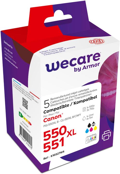 Actual product image Wecare Multi rebuilt 550/551 BKCMY PGI550/51 for Canon PIXMA MG5450 22(4x11ml (M, C, Y, FC)