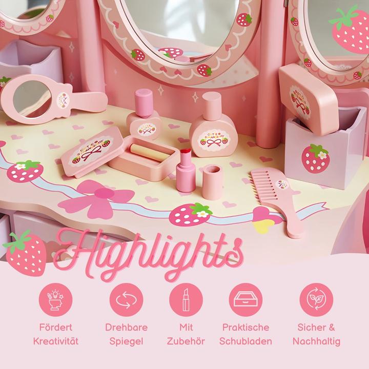 Actual product image Hermex Play dressing table for children Cosmetics dresser Make-up mirror Beauty table (60 x 30 x 96.5 cm)