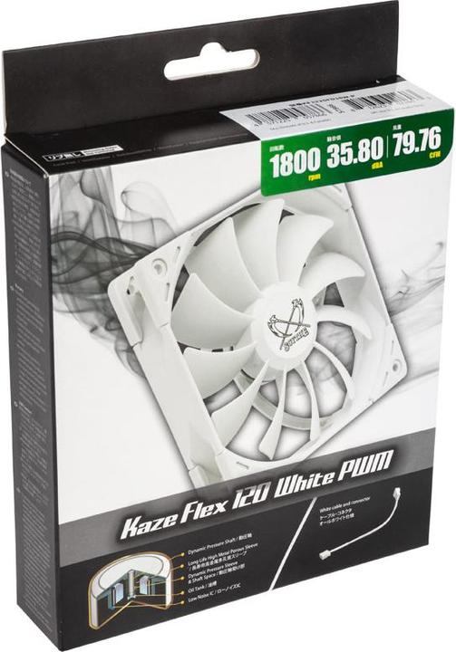 Actual product image Scythe Kaze Flex 120 White PWM fan, 300-1800rpm (120 mm, 1 x)