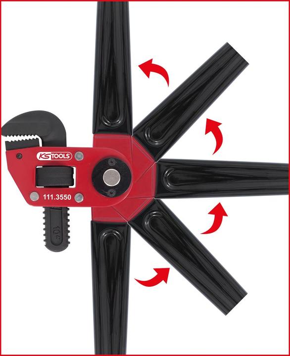 Actual product image KS Tools One-hand pipe wrench with adjustable head, length 250 mm, for pipe Ø 1.1/2" (250 mm)