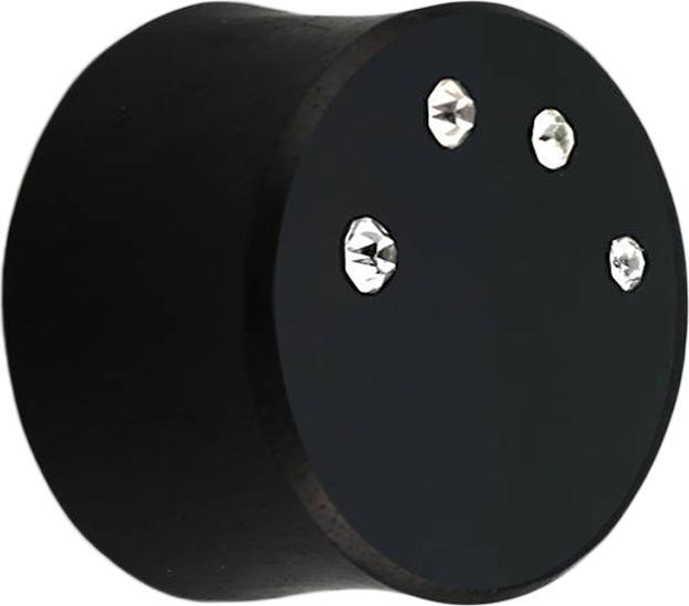 Image du produit Star Piercing Flared Plug en bois d'Areng avec quatre cristaux (sans laiton, Organique)