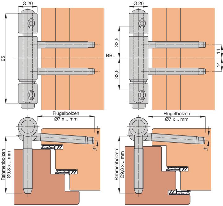 Actual product image Anuba Front door hinges Top 320 Lift