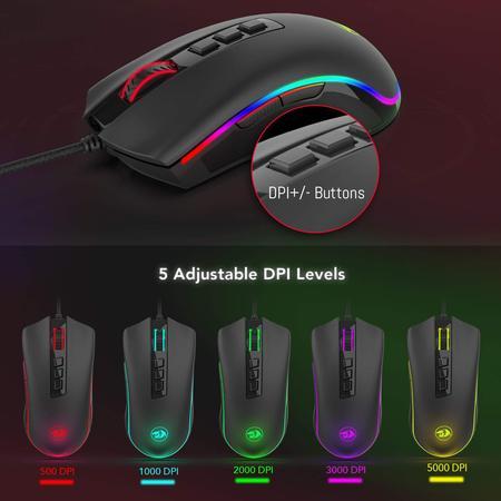 Produktbild Redragon M711 COBRA Maus rechts USB Typ-A Optisch 10000 DPI (Kabelgebunden)