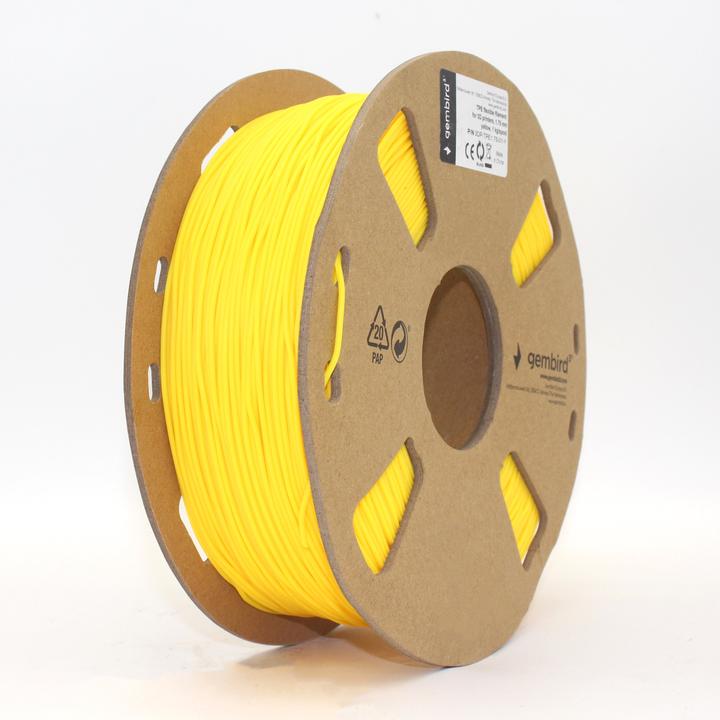 Actual product image Gembird 3DP-TPE1.75-01-Y - 1 piece(s) - 1 kg (TPE, 1.75 mm, 1450 g, Yellow)