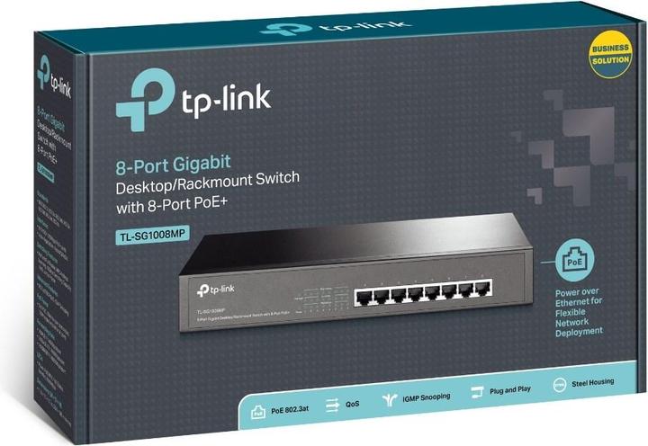 Immagine prodotto TP-Link TL-SG1008MP - Switch - non gestito - 8 x 10/100/1000 (PoE+) - desktop, montabile su rack - PoE+ ( (8 Porti)