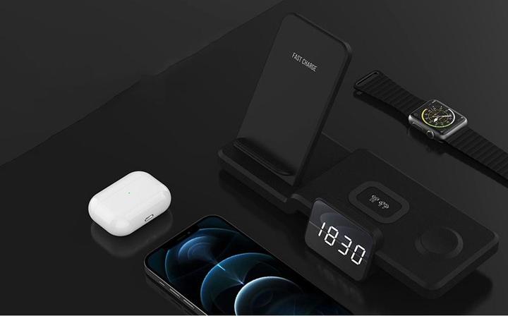 Produktbild Deltalabs Qi Fast Charging Ladegerät Dockingstation Apple Watch / Smartphone / AirPods (15 W)