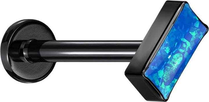 Actual product image Star Piercing Micro Labret internal thread black rectangular black opal blue (without brass, Titanium G23)