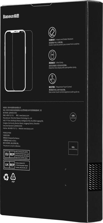 Produktbild Baseus Set of 2x Tempered Glass for iPhone 14 Pro Full Screen with Speaker Cover 0.3mm + Mounting Fr (80 Stück, Apple iPhone 14 Pro)