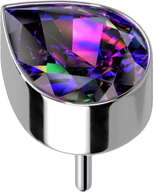 Star Piercing Threadless silber mit Tropfen Kristall dunkel multicolor (ohne Messing, Titan G23)