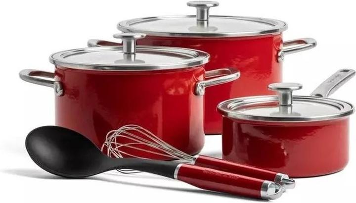 KitchenAid 3(8)pc: Cvd Cass 20+24cm+cvd Sauc16cm+Whis+Spo (Kochtopf, Stahl)