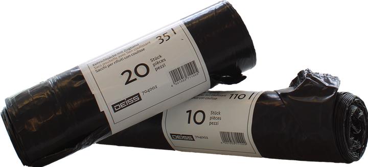Produktbild Deiss Kehrichtsäcke mit Zugband Recycling-LDPE ohne OKS (10 x, 110 l)