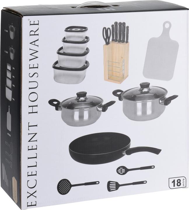 Actual product image Koopman 17 pieces (Pot, Saucepan, Frying pan, Stainless steel)