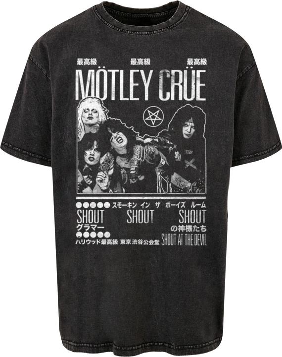 Actual product image Merchcode Motley Crue - Tokyo Shout Acid Washed Heavy Oversize Tee - 117715 (L)