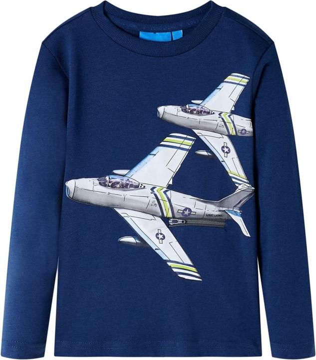 VidaXL Kinder-Langarmshirt Marineblau 104,Material: 100 (104)