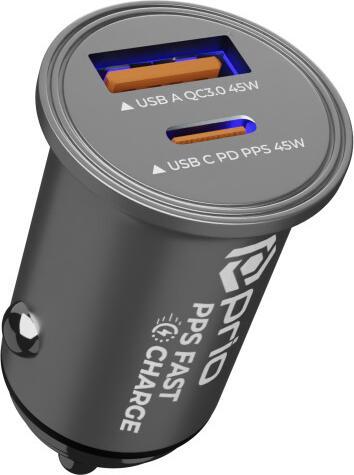 Image du produit prio Chargeur de voiture Fast Charge 45W PD (USB C) + 45W (USB A) noir