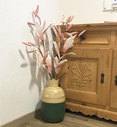 Image du produit Bekos Vase en bambou avec enveloppe extérieure verte (1 x, 20 x 20 x 34 cm)