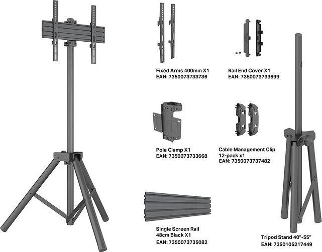 Immagine prodotto Multibrackets Supporto TV a treppiede 1x, 32"-75", acciaio/alluminio (75", 30 kg)