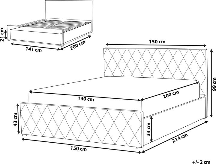 Image du produit Beliani Lit similicuir taupe sommier à lattes sommier relevable 140 x 200 cm ROCHEFORT (140 x 200)
