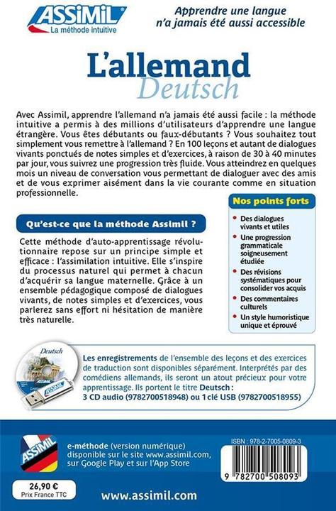 Actual product image L'allemand - Lehrbuch - Niveau A1-B2 (German, French, Bettina Schodel, Assimil S.A.S., 2023)