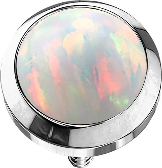 Star Piercing Dermal Anchor silber mit Opal weiss (ohne Messing, Chirurgenstahl 316L)