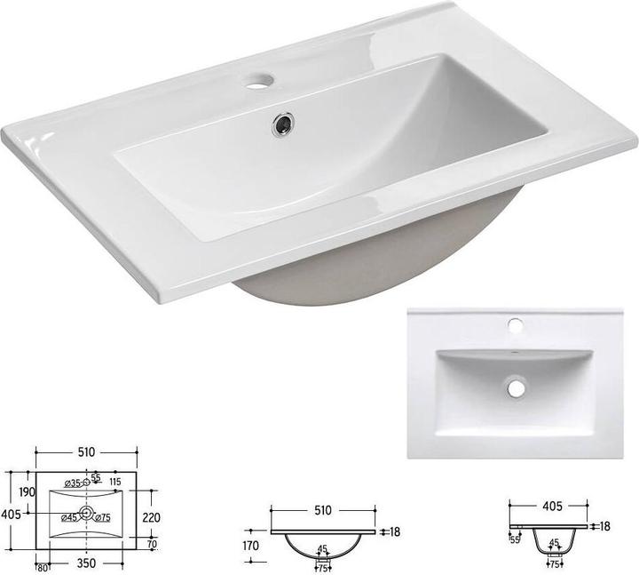 Produktbild En.Casa Waschtisch Skelbolu mit Türen 50x57x39 cm Eicheoptik