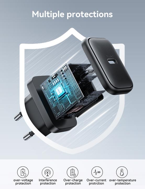 Immagine prodotto Joyroom Caricatore USB-C singolo da 25W con cavo da C a C da 60W, 1m - Nero (25 W)
