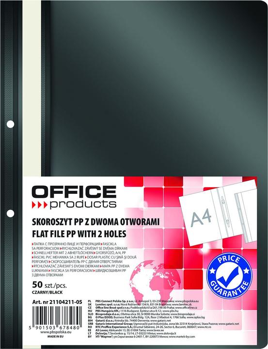 Produktbild Office Products Reportmappe, pp, a4, weich, 100/170 mic, 2-fach perforiert, schwarz (A4, 1 x)