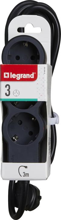 Actual product image Legrand Flat socket strip 3x socket, 3 metre cable Black 694560 (3 x, CEE 32/3, 3 m)