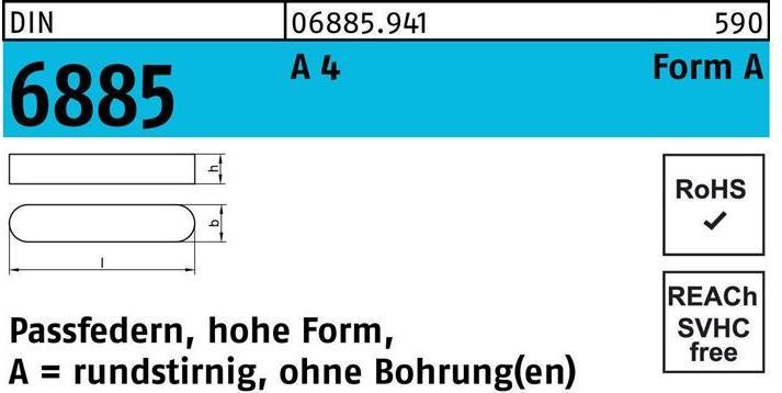 Produktbild Passfeder DIN 6885 Form A rundstirnig/o.Bohrung A 5 x 5 x 18 A 4