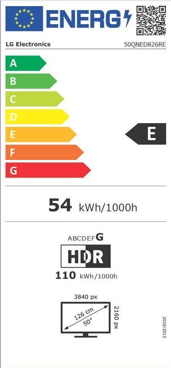 Label énergétique LG 50QNED826RE (50", QNED82, QLED, 4K, 2023)