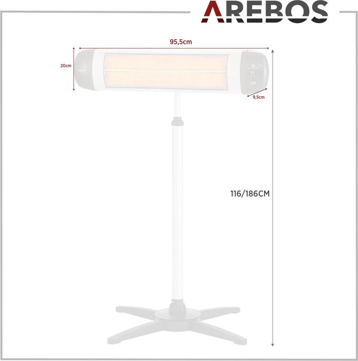 Immagine prodotto Arebos Riscaldatore radiante a infrarossi (2500 W)