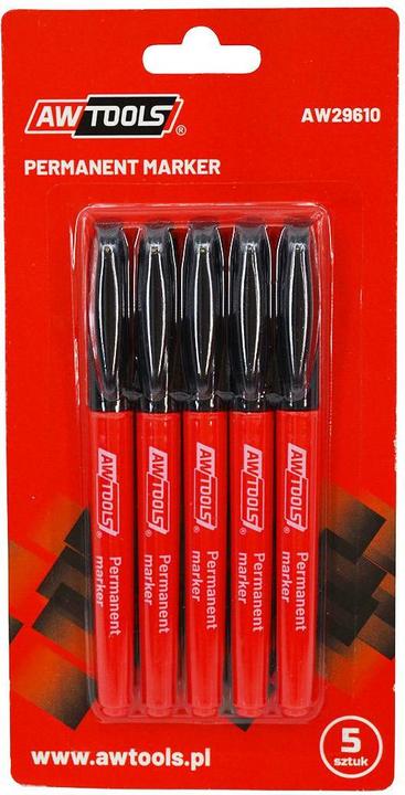 Produktbild Awtools Aw Markery Permanentne Cienkie Czarne 5szt. (Schwarz, 5 x)