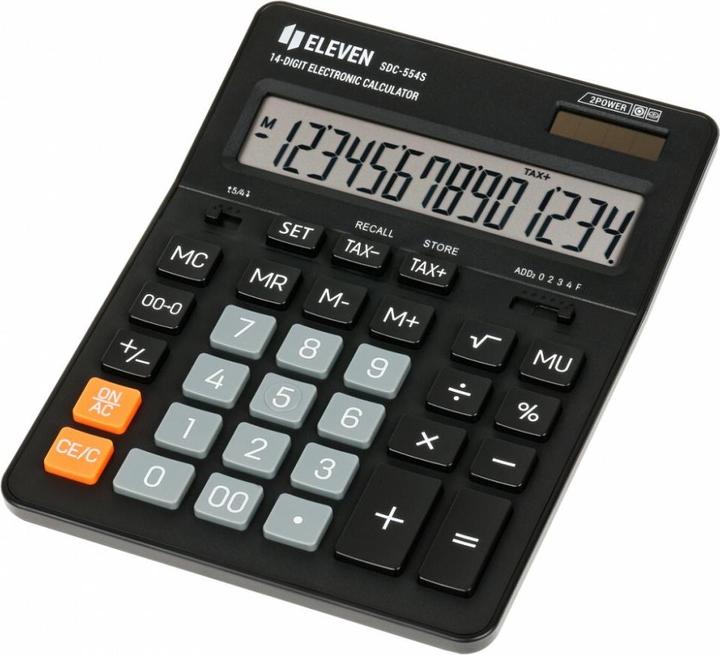 Produktbild Eleven Calculator SDC554S calculator black tabletop 14 places dual power supply (Netzbetrieb)