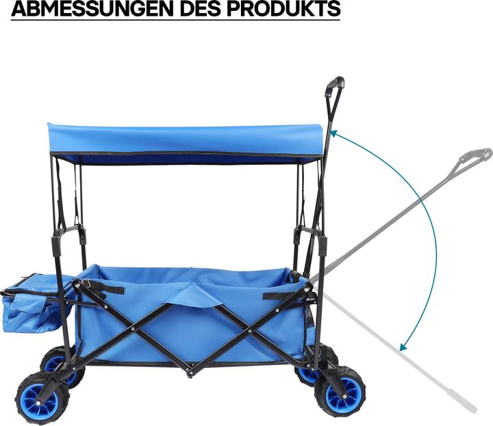Actual product image Toboli Foldable Handcart with Canopy, Big Loading Space & Compartments for Off-Road Use