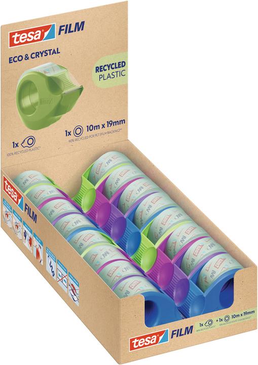 tesa ECO & CRYSTAL, 1 rouleau de 10mX19mm blister,avec dévidoir (19 mm)