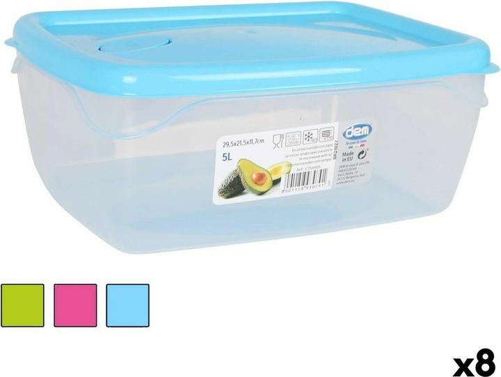 DemoPectol Rechteckige Lunchbox mit Deckel Dem 5 L rechteckig 29,5 x 21,5 x 11,7 cm (8 Stück)