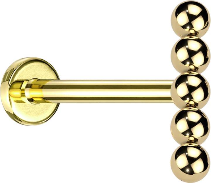 Star Piercing Micro Labret Innengewinde vergoldet Balken Kugeln (ohne Messing, Titan G23)