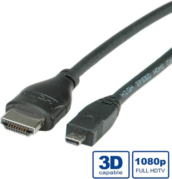 Actual product image Roline micro HDMI (Typ D) — HDMI (Typ A) (2 m, HDMI)