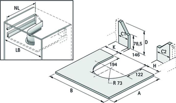 Productafbeelding Hettich Metalen rand voor sifonuitsparing