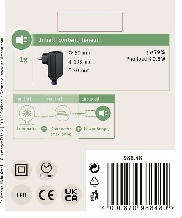 Produktbild Paulmann Outdoor Plug & Shine Power Supply